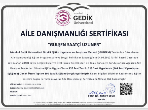 Aile Danışmanlığı Sertifikası